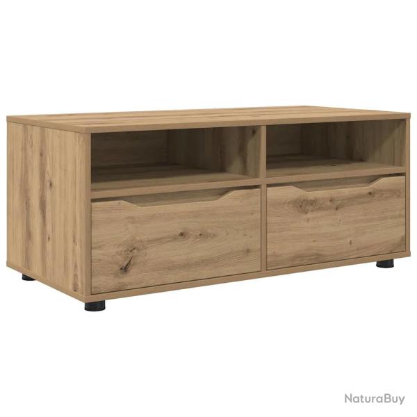 Meuble TV rectangulaire moderne avec rangement pratique 100 x 48 x 43 cm en bois d'ing�nierie ch�ne