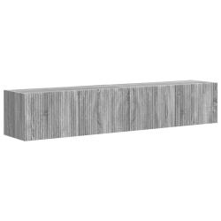 Lot de 2 meubles TV muraux modernes avec 4 &eacute;tag&egrave;res rangement 78,5 x 31 x 29,5 cm en bois d'ing&eacute;nie