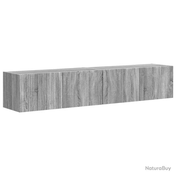 Lot de 2 meubles TV muraux modernes avec 4 �tag�res rangement 78,5 x 31 x 29,5 cm en bois d'ing�nie