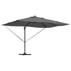 Parasol d&eacute;port&eacute; moderne inclinable pour jardin terrasse 352 x 251 x 265 cm en polyester anthracite