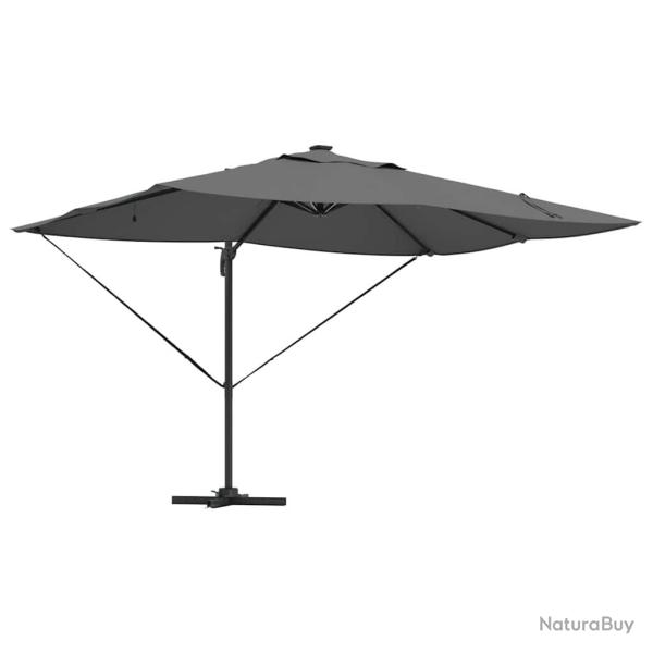 Parasol d�port� moderne inclinable pour jardin terrasse 352 x 251 x 265 cm en polyester anthracite