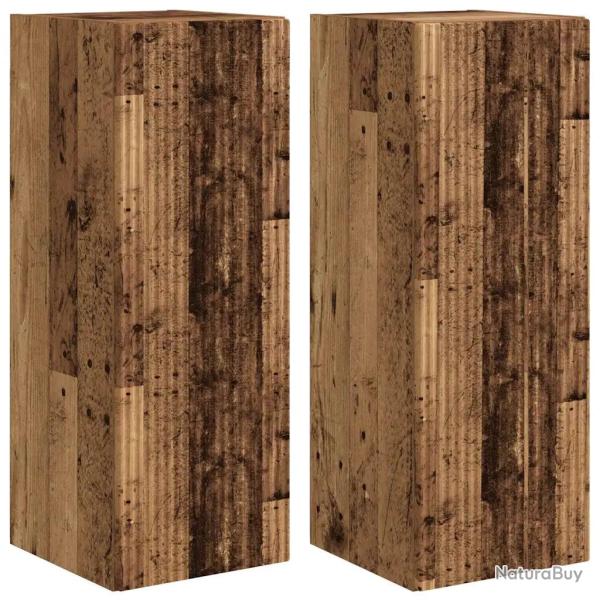 Meuble TV mural moderne 30 x 31 x 80 cm avec rangements simplifi�s style minimaliste en bois ancien