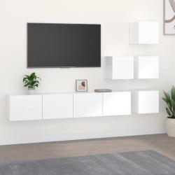 Lot de 4 meubles TV muraux design classique 80 x 30 x 30 cm en bois d'ing&eacute;nierie blanc 02_0055203