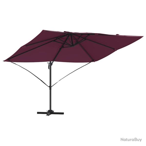 Parasol cantilever bordeaux 351 x 250 x 260 cm ombre pivotable design contemporain en polyester bor