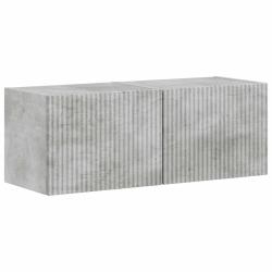 Lot de 2 meubles TV muraux modernes avec portes et &eacute;tag&egrave;res 60 x 31 x 29.5 cm en bois d'ing&eacute;nierie