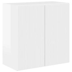 Meuble TV mural rectangulaire minimaliste avec rangement optimis&eacute; 59,5 x 31 x 60 cm en bois blanc b