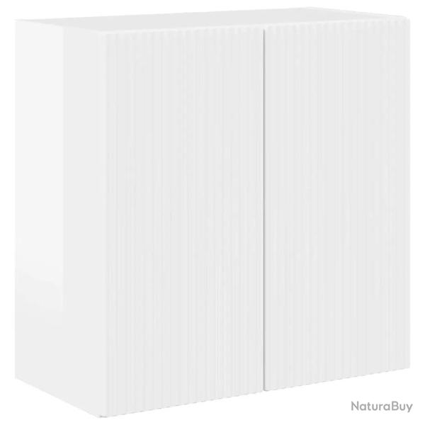 Meuble TV mural rectangulaire minimaliste avec rangement optimis� 59,5 x 31 x 60 cm en bois blanc b