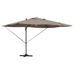 Parasol d&eacute;port&eacute; inclinable et pivotable jardin terrasse 351 x 250 x 253 cm en polyester taupe 02_00