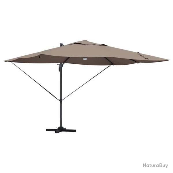 Parasol d�port� inclinable et pivotable jardin terrasse 351 x 250 x 253 cm en polyester taupe 02_00
