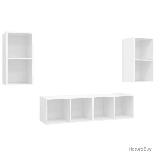 Lot de 4 meubles TV muraux pratiques avec grand espace de rangement 37 x 37 x 72 cm en bois d'ing�n