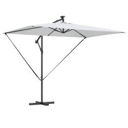 Parasol d&eacute;port&eacute; en banane inclinable jardin 294 x 200 x 270 cm en polyester sable 02_0058763