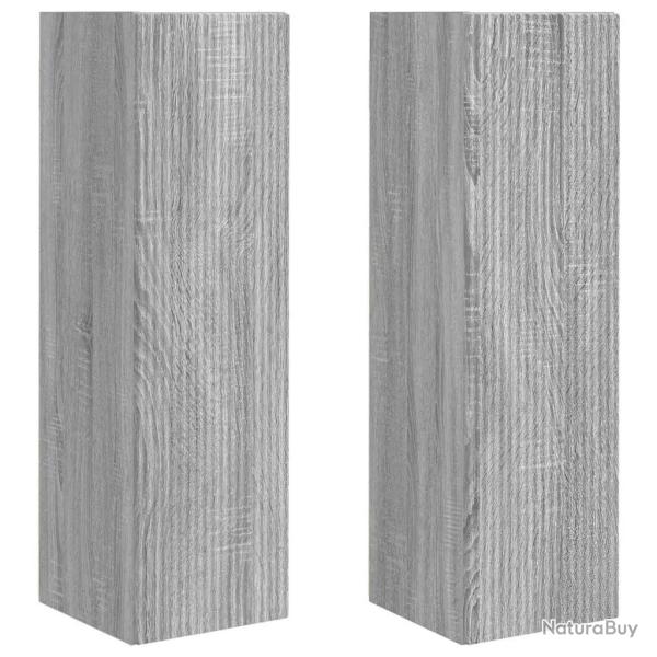Meuble TV mural moderne 30 x 31 x 100 cm fonctionnel et �pur� salon en bois d'ing�nierie gris sonom