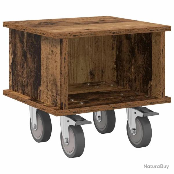 Meuble TV rectangulaire moderne avec rangements 37 x 35 x 35 cm en bois d'ing�nierie bois ancien 02