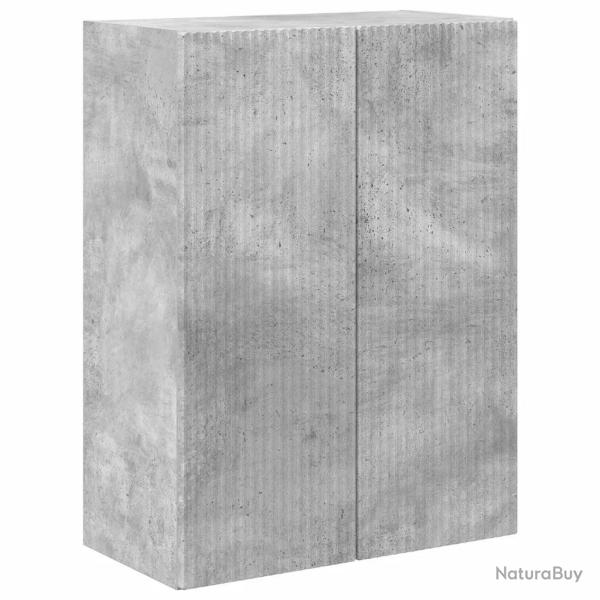 Meuble TV mural minimaliste contemporain rangement mural 59,5 x 31 x 80 cm en bois d'ing�nierie gri