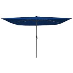 Parasol de jardin pliable moderne 295 x 295 x 245 cm avec lumi&egrave;res LED ambiance cosy en polyester a