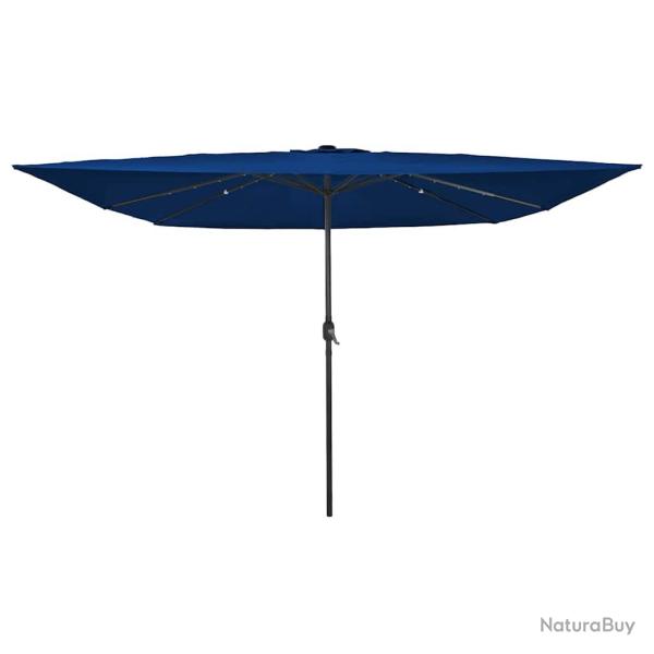 Parasol de jardin pliable moderne 295 x 295 x 245 cm avec lumi�res LED ambiance cosy en polyester a