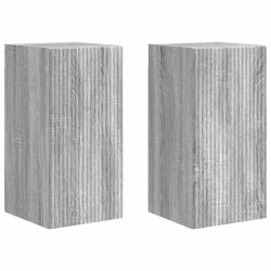 Meuble TV mural moderne gain de place 30 x 31 x 60 cm style minimaliste en bois d'ing&eacute;nierie gris s