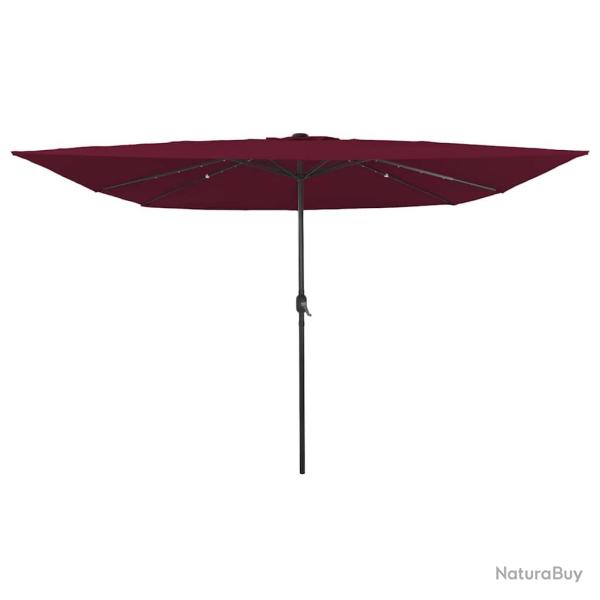Parasol de jardin pliable moderne 295 x 295 x 245 cm durable ambiance chic en polyester bordeaux 02