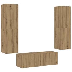 Lot de 3 meubles TV muraux modernes design &eacute;l&eacute;gant 100 x 30 x 30 cm en bois d'ing&eacute;nierie ch&ecirc;ne arti