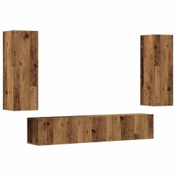 Lot de 4 meubles TV muraux modernes rangement pratique 80 x 30 x 30 cm en bois d'ing&eacute;nierie vieux b
