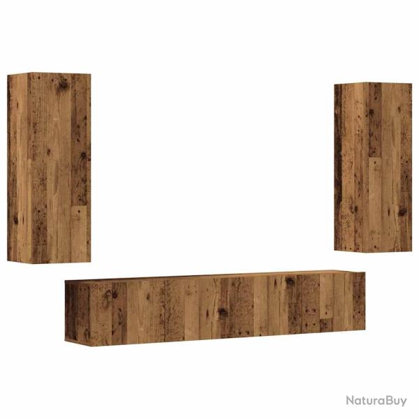 Lot de 4 meubles TV muraux modernes rangement pratique 80 x 30 x 30 cm en bois d'ing�nierie vieux b