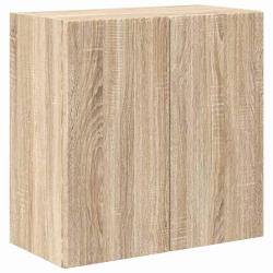 Meuble TV mural minimaliste moderne 59,5 x 31 x 60 cm avec rangement pratique en bois d'ing&eacute;nierie