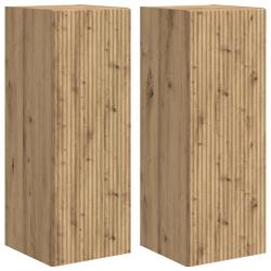 Meuble TV mural moderne gain de place 30 x 31 x 80 cm en bois d'ing&eacute;nierie ch&ecirc;ne artisan 02_0054984