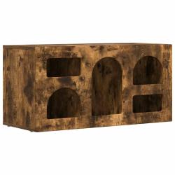 Meuble TV moderne fonctionnel avec 5 &eacute;tag&egrave;res 80 x 35 x 40 cm en bois d'ing&eacute;nierie ch&ecirc;ne fum&eacute; 02_00