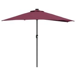 Parasol de jardin pliable moderne avec &eacute;clairage LED 294 x 150 x 224 cm en polyester bordeaux 02_00