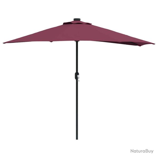 Parasol de jardin pliable moderne avec �clairage LED 294 x 150 x 224 cm en polyester bordeaux 02_00