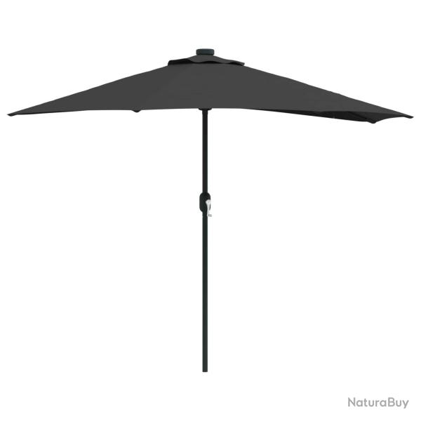 Parasol de jardin pliable moderne avec guirlandes LED 294 x 150 x 224 cm en polyester noir 02_00586