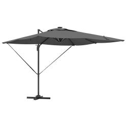 Parasol d&eacute;port&eacute; rectangulaire 286 x 284 x 270 cm ombre g&eacute;n&eacute;reuse ambiance cosy en aluminium anthrac