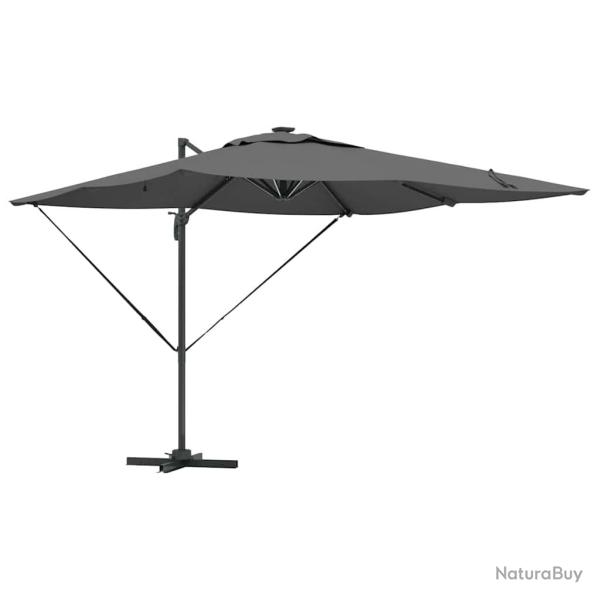 Parasol d�port� rectangulaire 286 x 284 x 270 cm ombre g�n�reuse ambiance cosy en aluminium anthrac