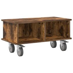 Meuble TV rectangulaire moderne avec rangement 68,5 x 35 x 35 cm en bois d'ing&eacute;nierie ch&ecirc;ne fum&eacute; 02
