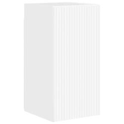 Meuble TV mural moderne avec rangements pratiques 30 x 31 x 60 cm en bois d'ing&eacute;nierie blanc brilla