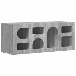 Meuble TV rectangulaire moderne avec rangement pratique 100 x 35 x 40 cm en bois d'ing&eacute;nierie gris