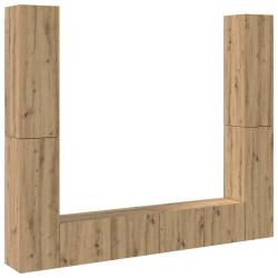 Lot de 6 meubles TV muraux 80 x 30 x 30 cm moderne style &eacute;pur&eacute; rangement en bois d'ing&eacute;nierie ch&ecirc;ne