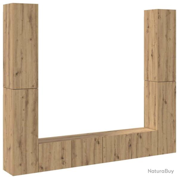 Lot de 6 meubles TV muraux 80 x 30 x 30 cm moderne style �pur� rangement en bois d'ing�nierie ch�ne