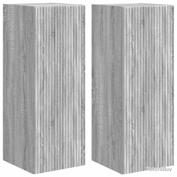 Meuble TV mural moderne 30 x 31 x 80 cm avec rangement efficace design minimaliste en bois gris son