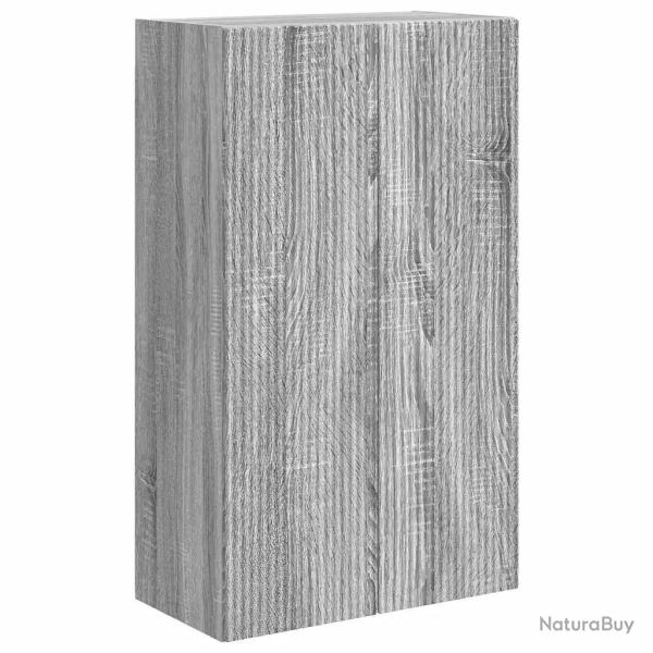 Meuble TV mural rectangulaire moderne avec rangement pratique 59,5 x 31 x 100 cm en bois gris sonom