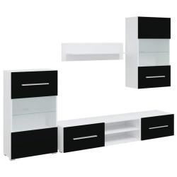 Meubles TV avec rangement moderne ensemble &eacute;pur&eacute; 120 x 39,5 x 34 cm en bois d'ing&eacute;nierie noir mat 0