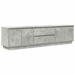 Meuble TV avec lumi&egrave;res LED espace de rangement 193,5 x 41 x 50 cm en bois d'ing&eacute;nierie gris b&eacute;ton