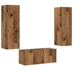 Lot de 3 meubles TV muraux modernes rangement pratique style &eacute;pur&eacute; 80 x 30 x 30 cm en bois d'ing&eacute;ni