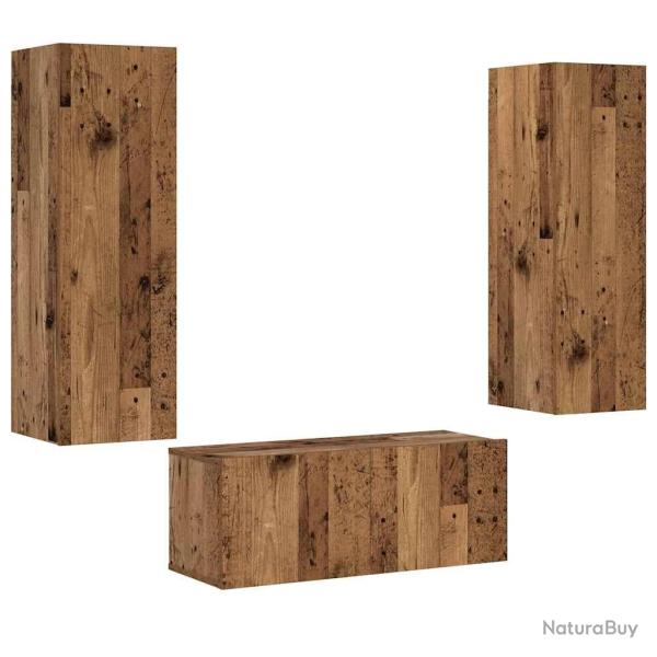 Lot de 3 meubles TV muraux modernes rangement pratique style �pur� 80 x 30 x 30 cm en bois d'ing�ni