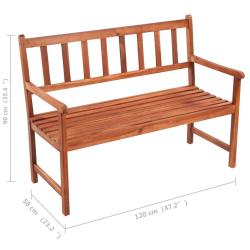 Banc de jardin meuble de patio d'ext&eacute;rieur terrasse avec coussin 120 cm bois d'acacia massif 02_001