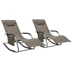 Lot de 2 transats chaise longue bain de soleil lit de jardin terrasse meuble d'ext&eacute;rieur textil&egrave;ne