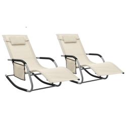 Lot de 2 transats chaise longue bain de soleil lit de jardin terrasse meuble d'ext&eacute;rieur textil&egrave;ne