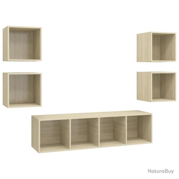 Ensemble de meubles armoire buffet TV t�l�vision salon chambre s�jour 5 pi�ces ch�ne sonoma bois d'