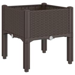 Jardini&egrave;re bac lit sur&eacute;lev&eacute; plantes fleurs terrasse jardin avec pieds 40 x 40 x 42 cm PP marron 02_
