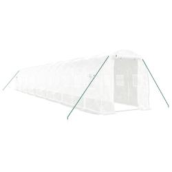 Serre tente abri plante fleur l&eacute;gumes avec cadre en acier 28 m&sup2; 14 x 2 x 2 m blanc 02_0044567